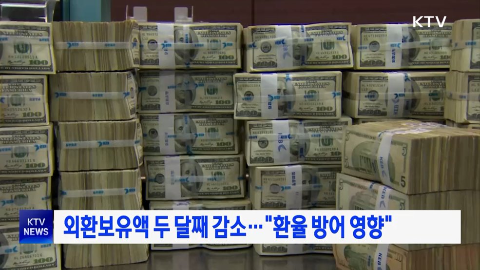 외환보유액 두 달째 감소···"환율 방어 영향"