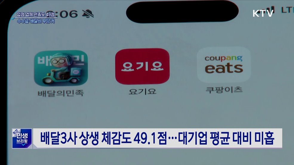 배달3사 상생협력 점수 49점···수수료·배달비 부담 커