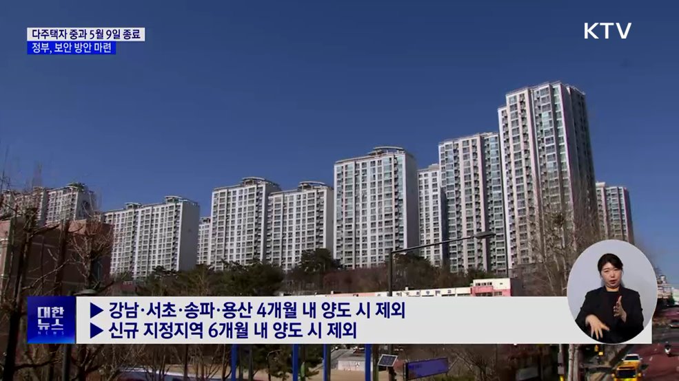 다주택자 양도세 중과 유예 5월 종료··· 보완책 마련