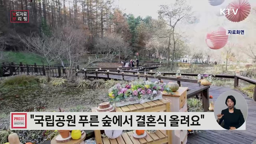 비용 걱정 대신 국립공원 푸른 숲에서 결혼식 올려요