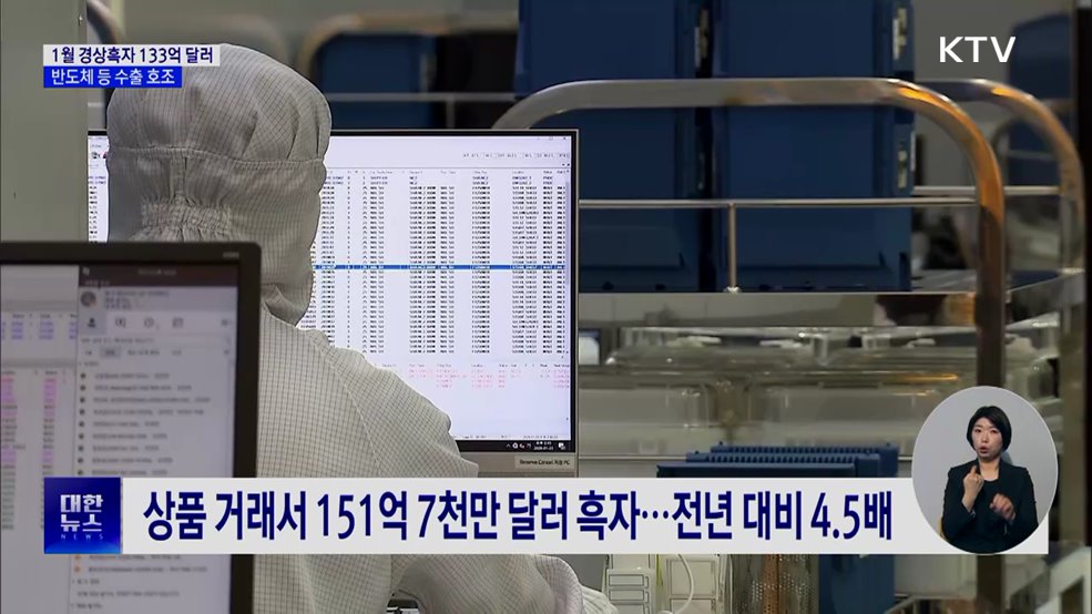 1월 경상흑자 133억 달러···반도체 등 수출 호조