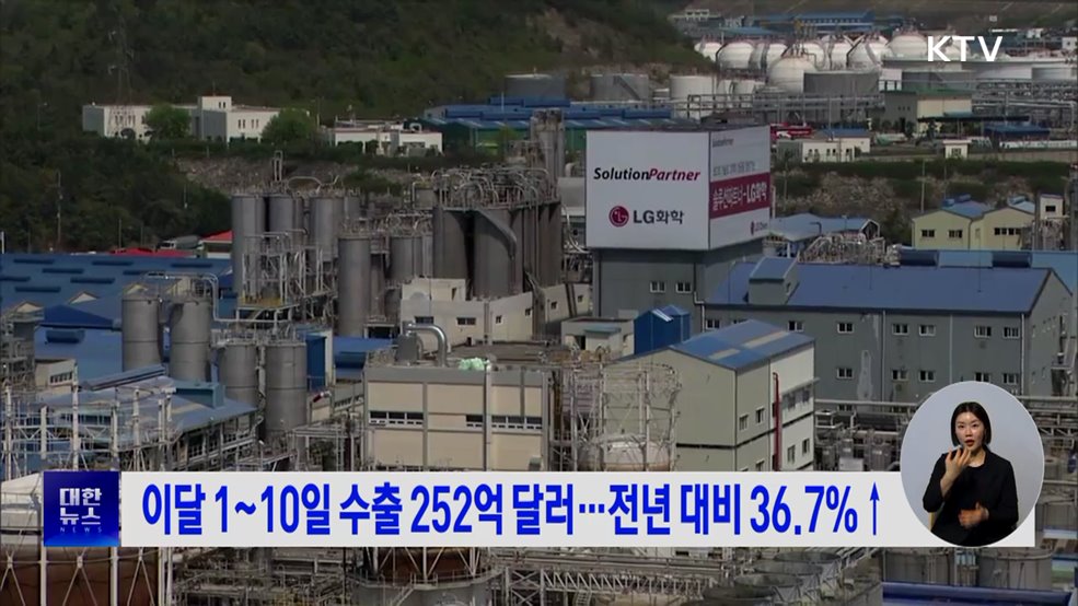 이달 1~10일 수출 252억 달러···전년 대비 36.7%↑