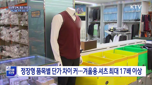 정장형 교복, 평균 26만 원···"학교별 가격 차이 커"