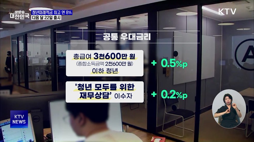 최고 연 8% 금리 '청년미래적금'···다음 달 22일 출시