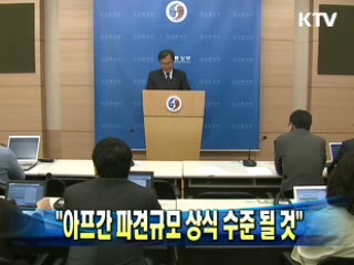"아프간 파견규모 상식 수준 될 것"