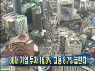 30대 기업 투자 16.3%, 고용 8.7% 늘린다