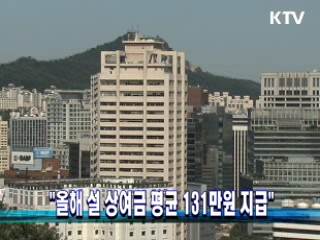 "올해 설 상여금 평균 131만원 지급"