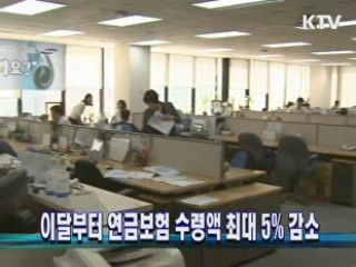 이달부터 연금보험 수령액 최대 5% 감소