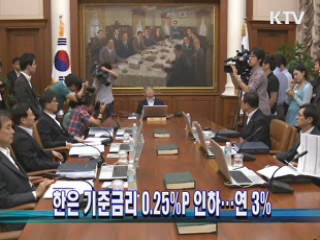 한은 기준금리 0.25%P 인하···연 3%