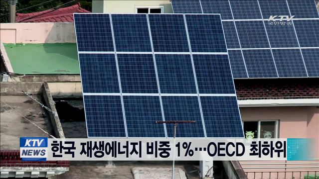 한국 재생에너지 비중 1%…OECD 최하위