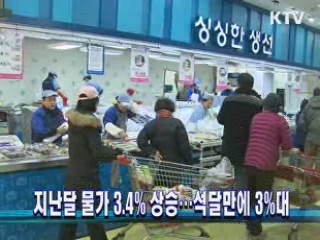 지난달 물가 3.4% 상승…석달만에 3%대