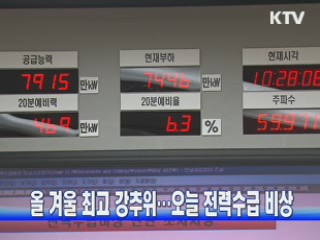 올 겨울 최고 강추위···오늘 전력수급 비상