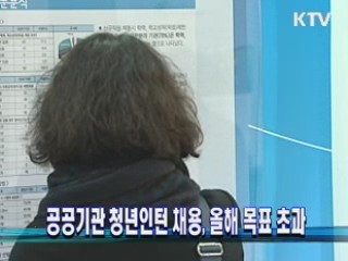 공공기관 청년인턴 채용, 올해 목표 초과