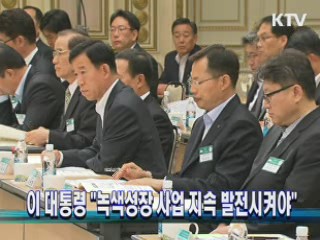  이 대통령 "녹색성장 사업 지속 발전시켜야" 