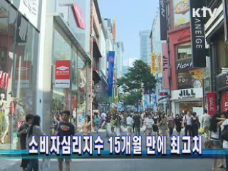 소비자심리지수 15개월 만에 최고치