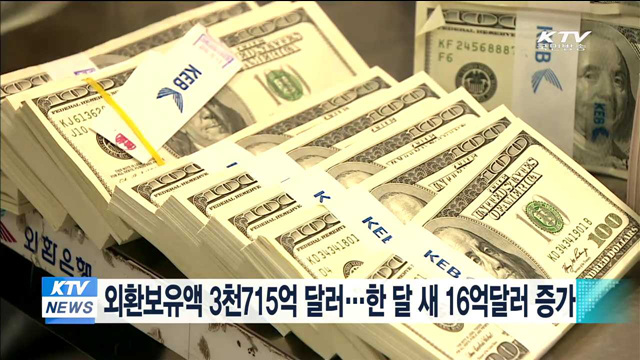 외환보유액 3천715억 달러…한 달 새 16억달러 증가