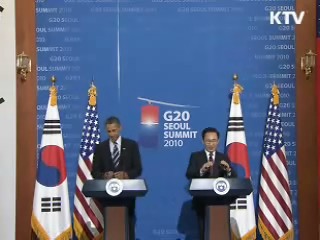 한미 정상 "FTA 타결 오래 걸리지 않을 것"