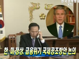 한·미 정상, 금융위기 국제공조방안 논의