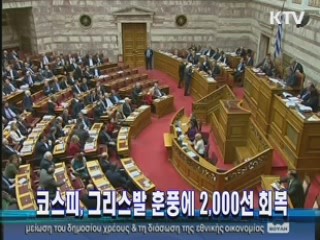 코스피, 그리스발 훈풍에 2,000선 회복