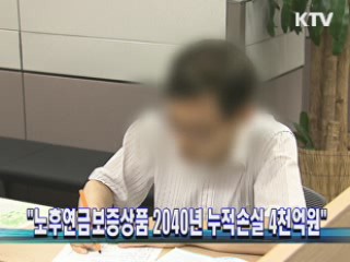 "노후연금보증상품 2040년 누적손실 4천억원"