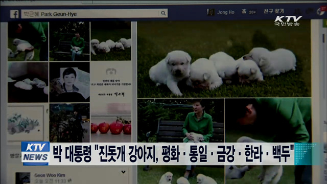 박 대통령 "진돗개 강아지, 평화·통일·금강·한라·백두"