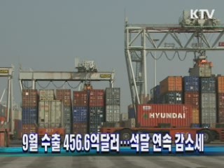 9월 수출 456.6억달러···석달 연속 감소세