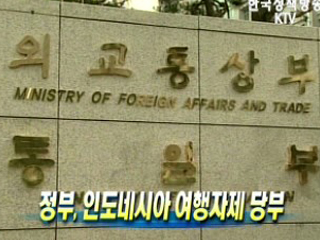 정부, 인도네시아 여행자제 당부