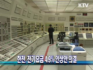한전, 전기요금 4.9% 인상안 의결