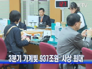 3분기 가계빚 937조원 '사상 최대'