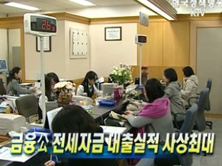 금융公 전세자금 대출실적 사상최대