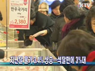 지난달 물가 3.4% 상승…석달만에 3%대