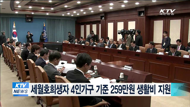 세월호희생자 4인가구 기준 259만원 생활비 지원