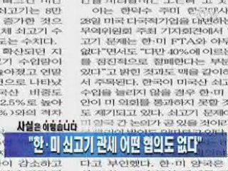 "한·미 쇠고기 관세 어떤 협의도 없다"