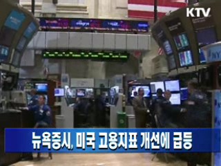 뉴욕증시, 미국 고용지표 개선에 급등