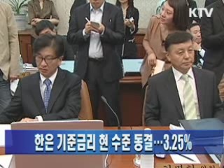 한은 기준금리 현 수준 동결…3.25%