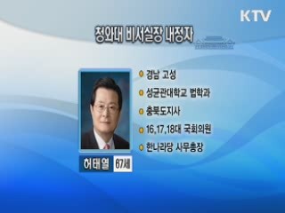 청와대 비서실장 허태열 전 의원 내정