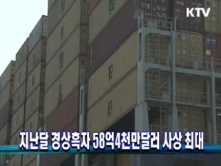 지난달 경상흑자 58억4천만달러 사상최대