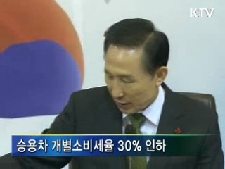 승용차 개별소비세율 30% 인하