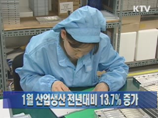1월 산업생산 전년대비 13.7% 증가