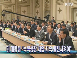 이 대통령 "녹색성장 사업 지속 발전시켜야"