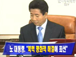 노무현 대통령, `북핵 평화적 해결에 최선`