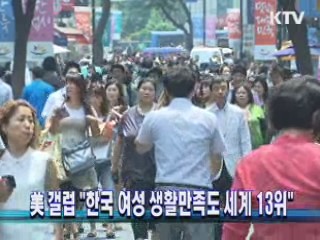 美 갤럽 "한국 여성 생활만족도 세계 13위"