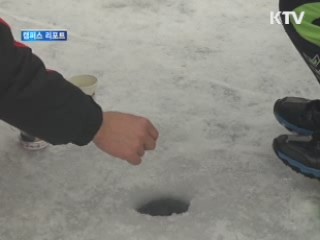 소양호 얼음 뚫고 '빙어 낚아요' [캠퍼스 리포트]