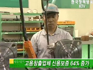 고용창출업체 신용보증 64% 증가 