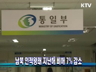 남북 인적왕래 지난해 비해 7% 감소