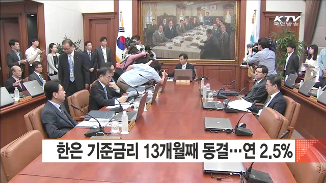 한은 기준금리 13개월째 동결…연 2.5%