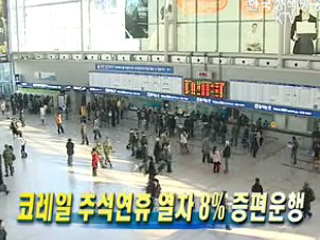 코레일 추석연휴 열차 8% 증편운행