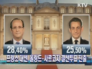 프랑스 대선, 올랑드-사르코지 결선투표 진출