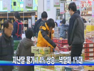 지난달 물가 1.4% 상승…넉달째 1%대