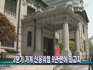 3분기 가계 신용위험 9년 만에 최고치